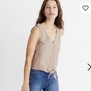 Madewell Texture and Thread Tan Tie Front Top Size XS